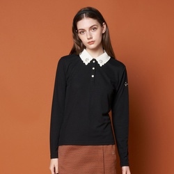 ゴルフウェアレディース L-エリシシュウ 長袖鹿の子シャツ シャツ長袖 L ブラック 012-24910-42-019