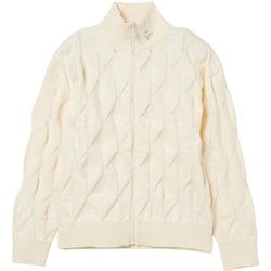 ゴルフウェアレディース L-3DアーガイルニットJK ブルゾン M オフホワイト 012-54910-40-005