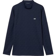 ゴルフウェアメンズ M-ジャカート 長袖モックネック シャツ長袖 XL ネイビー 044-24812-52-098