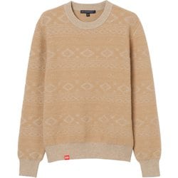 ゴルフウェアレディース L-モールジャガード クルーネックニット セーター M ベージュ系 045-14011-40-053
