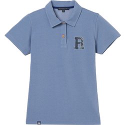 ゴルフウェアレディース L-鹿の子ダンボール 半袖ポロシャツ シャツ半袖 L ブルー 045-24841-42-095