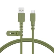 編み込みシリコンケーブル 急速充電 データ転送対応 USB-A to USB-C 1m 2年保証 カーキ（MOT-NLAC） MOT-NLAC100-KK