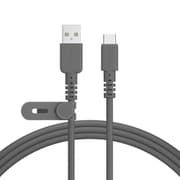 編み込みシリコンケーブル 急速充電 データ転送対応 USB-A to USB-C 2m 2年保証 スモーキーブラック（MOT-NLAC） MOT-NLAC200-BK