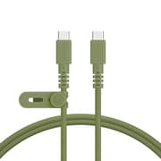 編み込みシリコンケーブル 急速充電 PD60W対応 データ転送対応 USB-C to USB-C 1m 2年保証 カーキ（MOT-NLCC） MOT-NLCC100-KK