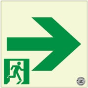 非常用標識 中輝度蓄光式誘導標識 硬質塩ビ板タイプ 消防認定品（NP-014号）非常口→ TPSNシリーズ 200mm×200mm×1.4mm TPSN941