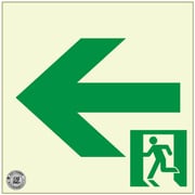 非常用標識 中輝度蓄光式誘導標識 硬質塩ビ板タイプ 消防認定品（NP-014号）←非常口 TPSNシリーズ 200mm×200mm×1.4mm TPSN942