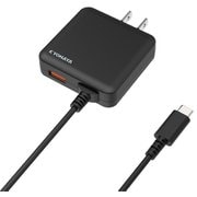 USB充電器 USB Type-C 充電ケーブル一体型 PD対応 20W 急速充電器 1.5m USB-Aポートつき 海外対応 極薄 ブラック YDPD2015BK