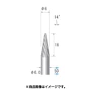 チタンコート超硬カッター テーパー先丸型 ダブルカット Φ6×16×軸Φ6 14° 21541