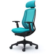 【完成品】 Sylphy(シルフィ) ブルーグリーン【エクストラハイバック 可動ヘッドレスト メッシュタイプ アジャストアーム付 ブラックボディ 樹脂脚 ウレタンキャスター】※受注生産品 C68EZR FMR6