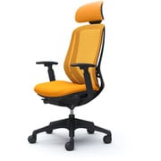 【完成品】 Sylphy(シルフィ) オレンジ【エクストラハイバック 可動ヘッドレスト メッシュタイプ アジャストアーム付 ブラックボディ 樹脂脚 ウレタンキャスター】※受注生産品 C68EZR FMR8