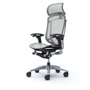 【完成品】 Contessa seconda（コンテッサセコンダ） ライトグレー【エクストラハイバック 大型固定ヘッドレスト メッシュ アジャストアーム ポリッシュフレーム ブラックボディ ランバー無 ハンガー無 ナイロンキャスター】※受注生産品 CC85BR FPG3