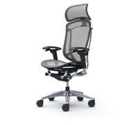 【完成品】 Contessa seconda（コンテッサセコンダ） ミディアムグレー【エクストラハイバック 大型固定ヘッドレスト メッシュ アジャストアーム ポリッシュフレーム ブラックボディ ランバー無 ハンガー無 ナイロンキャスター】※受注生産品 CC85BR FPH2
