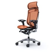 【完成品】 Contessa seconda（コンテッサセコンダ） オレンジレッド【エクストラハイバック 大型固定ヘッドレスト メッシュ アジャストアーム ポリッシュフレーム ブラックボディ ランバー無 ハンガー無 ナイロンキャスター】※受注生産品 CC85BR FPH8
