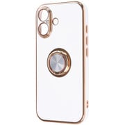 iPhone 17用 ソフトケース 精密設計 フレームメッキ リング付き ホワイト/ゴールド RT-P52TRE/WG