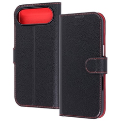 iPhone Air用 手帳型レザーケース シンプル マグネット ブラック/レッド RT-P54ELC1/BR