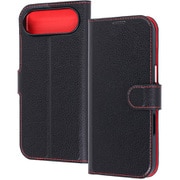iPhone Air用 手帳型レザーケース シンプル マグネット ブラック/レッド RT-P54ELC1/BR