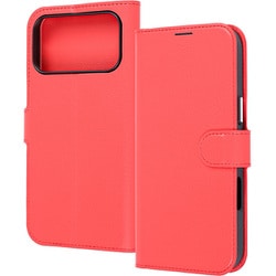 iPhone 17 Pro Max用 手帳型レザーケース シンプル マグネット レッド RT-P55ELC1/R