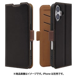 iPhone 17用 手帳型ケース 薄型 カード入れ スタンド機能 衝撃吸収 シンプル サイドマグネット BK BR 9192-IP5ABSMBKB