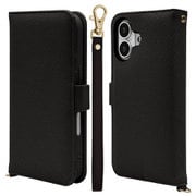 iPhone 17用 手帳型ケース カード入れ おしゃれ スタンド機能 シンプル ハンドストラップ付き サイドマグネット式 ブラック 8858IP5ABHSBK