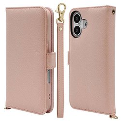 iPhone 17用 手帳型ケース カード入れ おしゃれ スタンド機能 シンプル ハンドストラップ付き サイドマグネット式 ライトピンク 8859IP5ABHSLPK