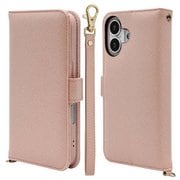 iPhone 17用 手帳型ケース カード入れ おしゃれ スタンド機能 シンプル ハンドストラップ付き サイドマグネット式 ライトピンク 8859IP5ABHSLPK