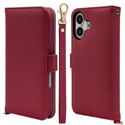 iPhone 17用 手帳型ケース カード入れ おしゃれ スタンド機能 シンプル ハンドストラップ付き サイドマグネット式 マゼンタ 8860IP5ABHSMA