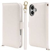 iPhone 17用 手帳型ケース カード入れ おしゃれ スタンド機能 シンプル ハンドストラップ付き サイドマグネット式 ホワイト 8861IP5ABHSWH