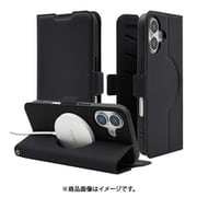 iPhone 17用 手帳型ケース 薄型 カード入れ スタンド機能 衝撃吸収 シンプル サイドマグネット 磁力充電対応 ブラック 8862IP5ABSMMBK