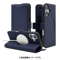 iPhone 17用 手帳型ケース 薄型 カード入れ スタンド機能 衝撃吸収 シンプル サイドマグネット 磁力充電対応 ネイビー 8863IP5ABSMMNV
