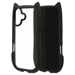 iPhone 17用 ハイブリッドケース 猫耳 衝撃吸収 TPU+PC かわいい MIL規格 ブラック 8905IP5AHPBK