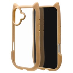 iPhone 17用 ハイブリッドケース 猫耳 衝撃吸収 TPU＋PC かわいい MIL規格 トープ 9161IP5AHPTA