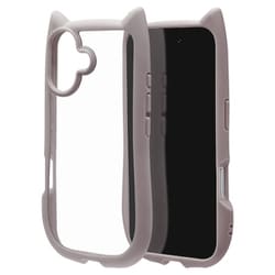 iPhone 17用 ハイブリッドケース 猫耳 衝撃吸収 TPU＋PC かわいい MIL規格 アッシュグレー 9162IP5AHPAG