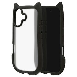 iPhone 17用 ハイブリッドケース 猫耳 衝撃吸収 TPU＋PC かわいい MIL規格 ブラック×フロストホワイト 8908IP5AHPBKFW