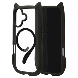iPhone 17用 ハイブリッドケース 猫耳 衝撃吸収 TPU+PC かわいい 磁力充電対応 MIL規格 ブラック 8910IP5AHPMBK