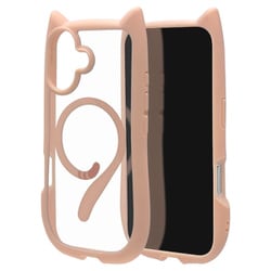 iPhone 17用 ハイブリッドケース 猫耳 衝撃吸収 TPU＋PC かわいい 磁力充電対応 MIL規格 スモーキーピンク 8911IP5AHPMSPK