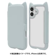 iPhone 17用 ハイブリッドケース 猫耳手帳型 衝撃吸収 TPU+PC かわいい スモーキーブルー 9171IP5ABHPSBL