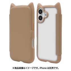 iPhone 17用 ハイブリッドケース 猫耳手帳型 衝撃吸収 TPU＋PC かわいい トープ 9172IP5ABHPTA