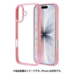 iPhone 17用 ハイブリッドケース aurora 衝撃吸収 TPU＋PC オーロラフレーム ピンク×クリア 8918IP5AHPPK
