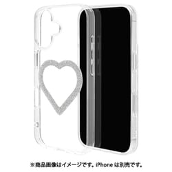 iPhone 17用 ハイブリッドケース ミニュ 磁力充電対応 ハート型 ラメシルバー 衝撃吸収 TPU+PC クリア 8943IP5AHPMSV