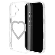 iPhone 17用 ハイブリッドケース ミニュ 磁力充電対応 ハート型 ラメシルバー 衝撃吸収 TPU＋PC クリア 8943IP5AHPMSV
