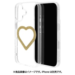 iPhone 17用 ハイブリッドケース ミニュ 磁力充電対応 ハート型 ラメゴールド 衝撃吸収 TPU＋PC クリア 8944IP5AHPMGD
