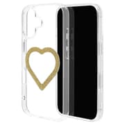 iPhone 17用 ハイブリッドケース ミニュ 磁力充電対応 ハート型 ラメゴールド 衝撃吸収 TPU＋PC クリア 8944IP5AHPMGD