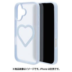 iPhone 17用 ハイブリッドケース ミニュ 磁力充電対応 ハート型 背面マット 衝撃吸収 TPU＋PC ブルー 8949IP5AHPMBL