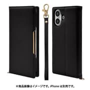 iPhone 17用 手帳型ケース iLBe カードポケット おしゃれ スタンド機能 ハンドストラップ付き マグネット式 ブラック 8967IP5ABHSBK