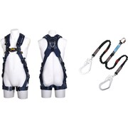 ZERO-Gハーネス 腿水平型 紺 HG Mサイズ＋伸縮式ノビロン（BK）ツインランヤード セット TH520H2NV93SVOTBLMHGBX