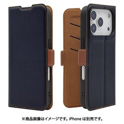 iPhone 17 Pro用 手帳型ケース 薄型 カード入れ スタンド機能 衝撃吸収 シンプル サイドマグネット NV BR 9205-IP5BBSMNVB