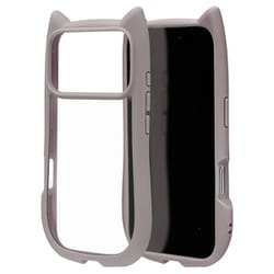 iPhone 17 Pro用 ハイブリッドケース 猫耳 衝撃吸収 TPU＋PC かわいい MIL規格 アッシュグレー 9174IP5BHPAG