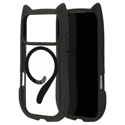 iPhone 17 Pro用 ハイブリッドケース 猫耳 衝撃吸収 TPU＋PC かわいい 磁力充電対応 MIL規格 ブラック 9018IP5BHPMBK