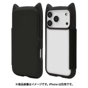 iPhone 17 Pro用 ハイブリッドケース 猫耳手帳型 衝撃吸収 TPU＋PC かわいい ブラック 9181IP5BBHPBK
