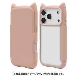iPhone 17 Pro用 ハイブリッドケース 猫耳手帳型 衝撃吸収 TPU＋PC かわいい スモーキーピンク 9182IP5BBHPSPK